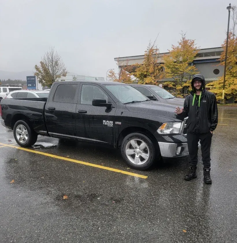 Customer with RAM 1500 in the rain — Easy Ride Canada delivery